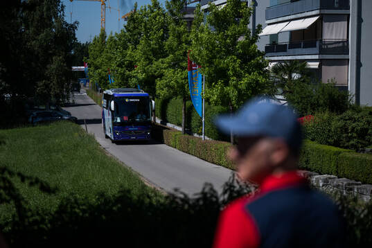 The bus of the Swedish women's national football team at a
