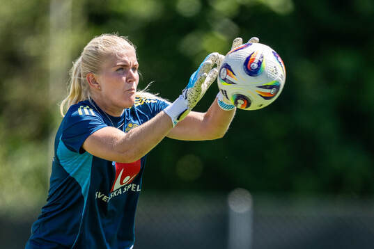 Goalkeeper Emma Holmgren of the Swedish women's national