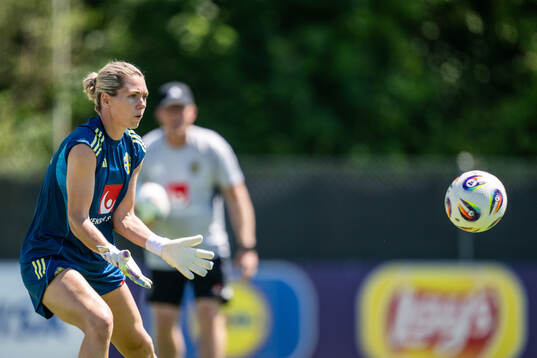 Goalkeeper Jennifer Falk of the Swedish women's national