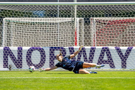 Goalkeeper Aurora Mikalsen of the Norwegian women's