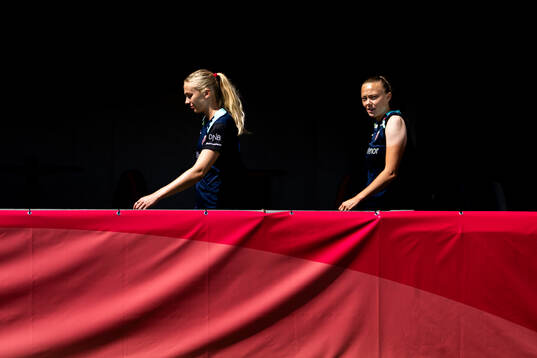 Goalkeeper Selma Panengstuen and Synne Sofie Kinden Jensen