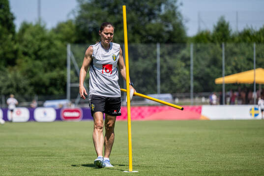 Equipment manager Sara Thunebro of the Swedish women's