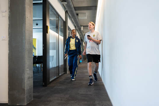 Madelen Janogy and press officer Fredrik Madestam of the