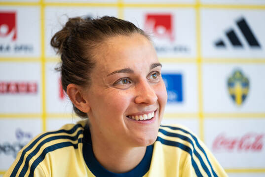 of the Swedish women's national football team at a press