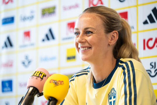 of the Swedish women's national football team at a press