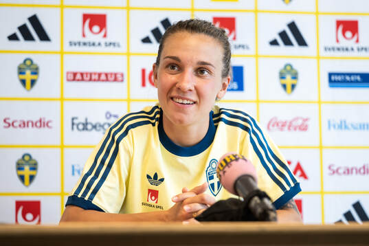 of the Swedish women's national football team at a press