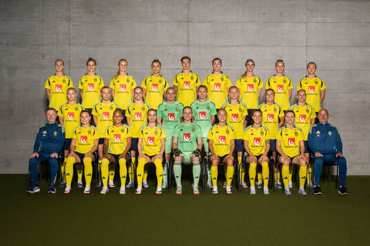 The Swedish women's national football team poses for a team