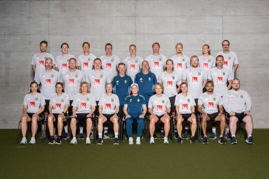 Staff of the Swedish women's national football team poses