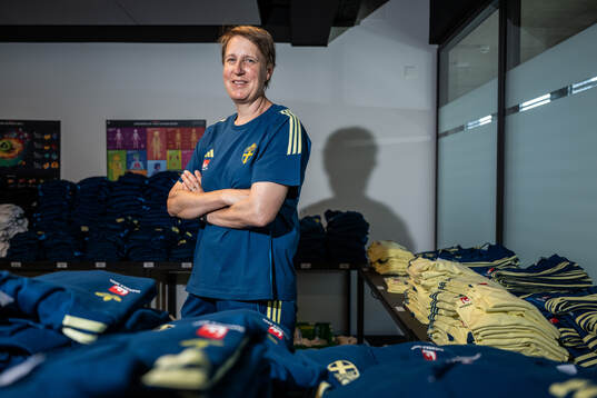 Equipment manager Jessica Karlsson of the Swedish women’s