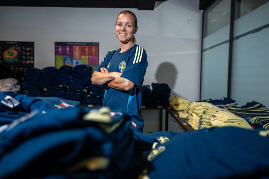 Equipment manager Sara Thunebro of the Swedish women’s