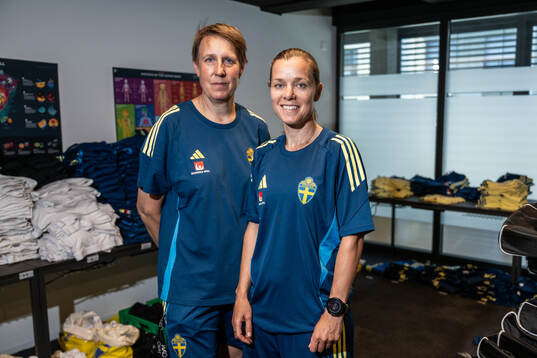Equipment managers Jessica Karlsson and Sara Thunebro of