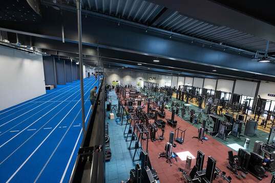 A running track and gym seen at a walk around at OYM the