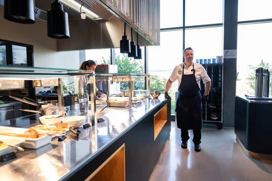 Chef Dick Broström in the restaurant at a walk around at