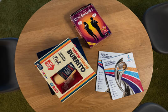 Board games seen at a walk around at OYM the base camp of