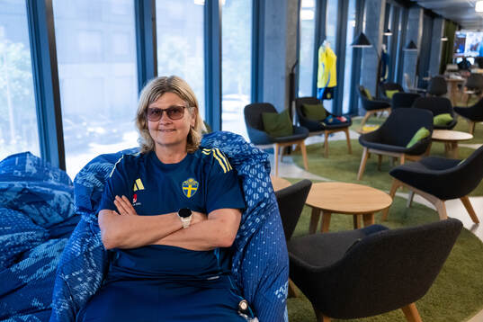 Press officer Rebecka Schelin in the players lounge at a