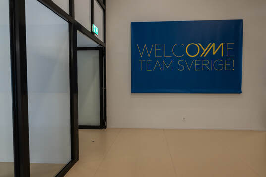 A sign that welcomes the team seen at a walk around at OYM
