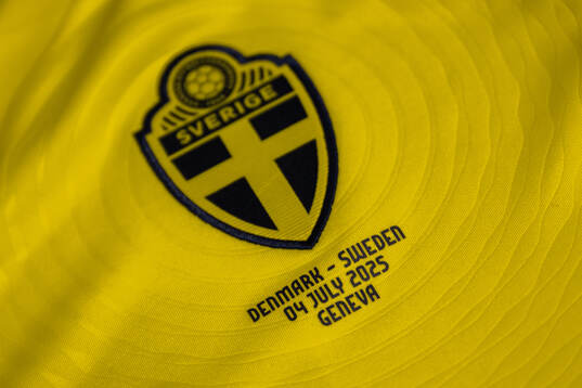 A Swedish match shirt for the match against Denmark is seen