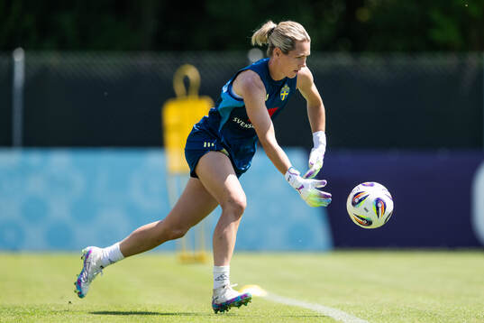 Goalkeeper Jennifer Falk of the Swedish women's national