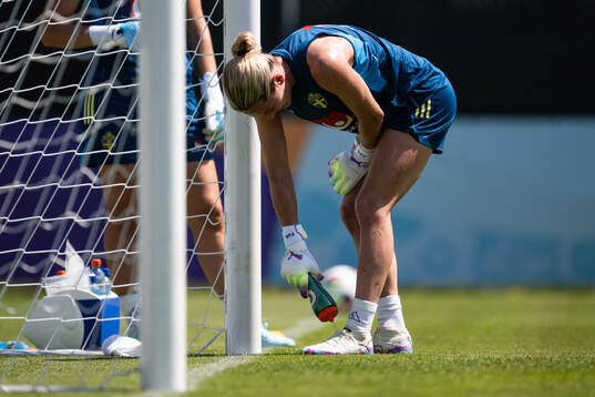 Goalkeeper Jennifer Falk of the Swedish women's national