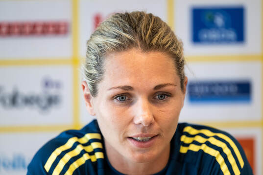 Goalkeeper Jennifer Falk of the Swedish women's national