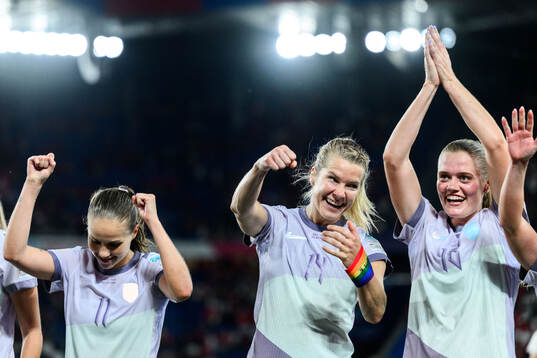 Guro Reiten, Ada Hegerberg and Mathilde Harviken of Norway