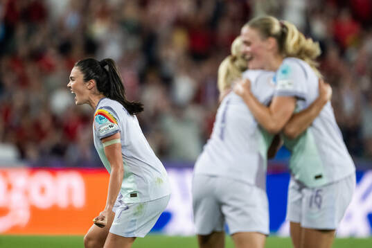 Ingrid Syrstad Engen of Norway celebrates