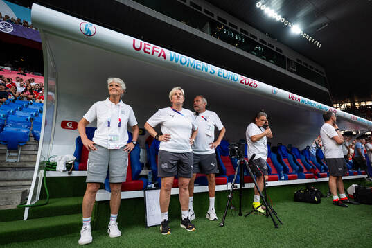 Head coach Pia Sundhage, Assistant coach Lillie Persson and