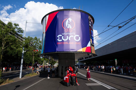 A sign for the UEFA Women's Euro 2025