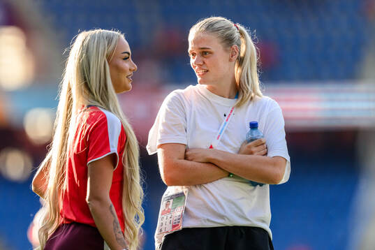 Alisha Lehmann of Switzerland and Mathilde Harviken of