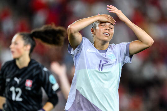 Celin Bizet Dønnum of Norway looks dejected
