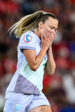 Synne Sofie Kinden Jensen of Norway looks dejected