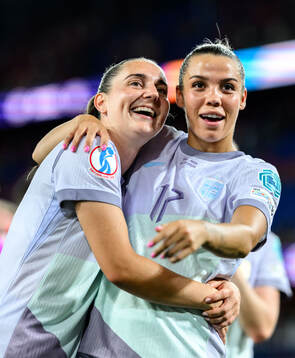 Vilde Bøe Risa and Celin Bizet Dønnum of Norway celebrate