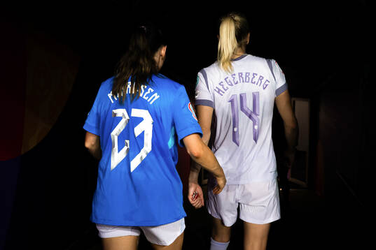 Tuva Hansen and Ada Hegerberg of Norway