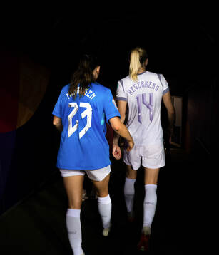 Tuva Hansen and Ada Hegerberg of Norway