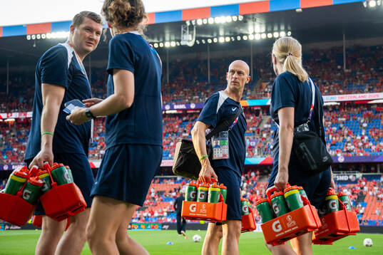 Masseur Marius Eriksrud and physio Per-Otto Ringstad of