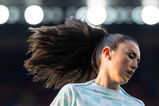 Ingrid Syrstad Engen of Norway warms up