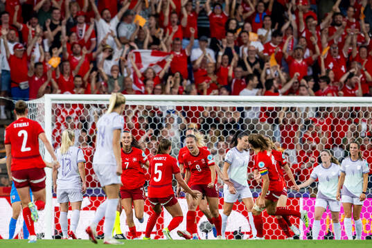 Nadine Riesen of Switzerland celebrates
