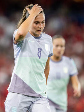 Vilde Bøe Risa of Norway looks dejected at half-time