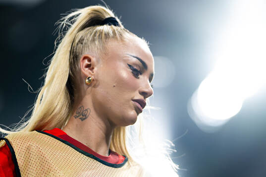 Alisha Lehmann of Switzerland warms up