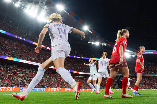 Ada Hegerberg of Norway celebrates with teammate Guro Reiten