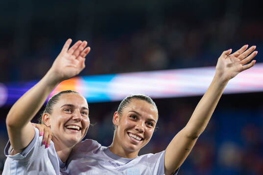 Vilde Bøe Risa and Celin Bizet Dønnum of Norway celebrate