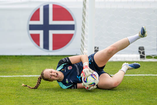 Goalkeeper Aurora Mikalsen of the Norwegian women's
