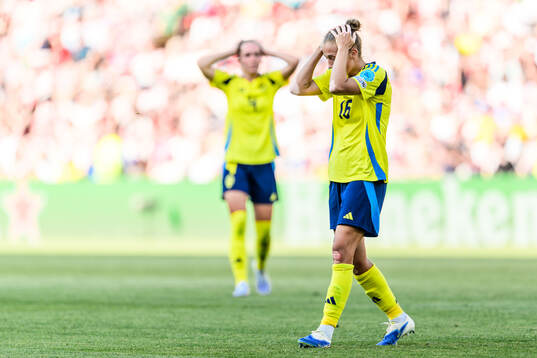 Filippa Angeldahl of Sweden looks dejected