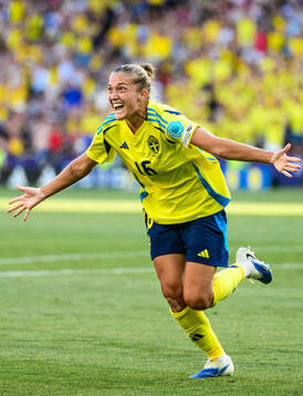 Filippa Angeldahl of Sweden celebrates scoring 0-1