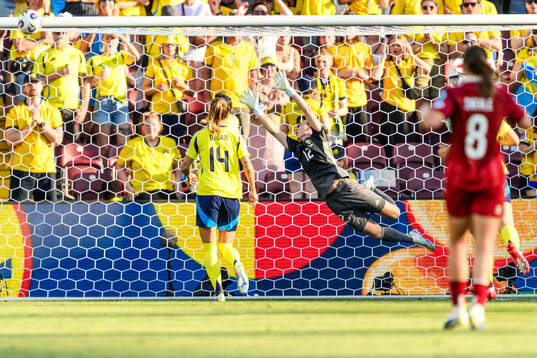 Goalkeeper Jennifer Falk of Sweden
