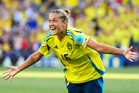 Filippa Angeldahl of Sweden celebrates scoring 0-1
