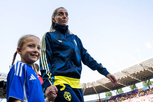 Linda Sembrant of Sweden enters the pitch