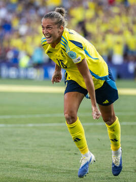 Filippa Angeldahl of Sweden celebrates