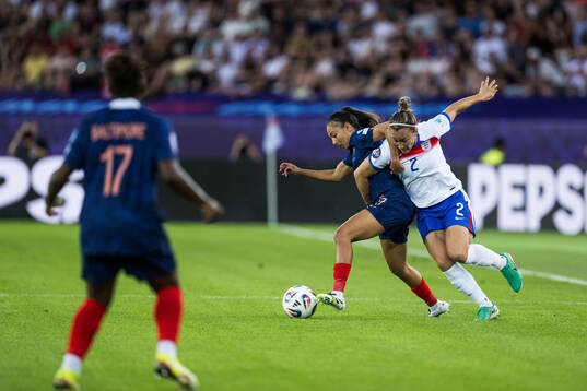 Selma Bacha of France and Lucy Bronze of England