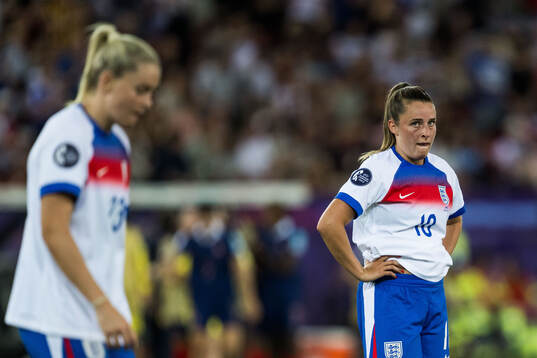 Alessia Russo and Ella Toone of England look dejected
